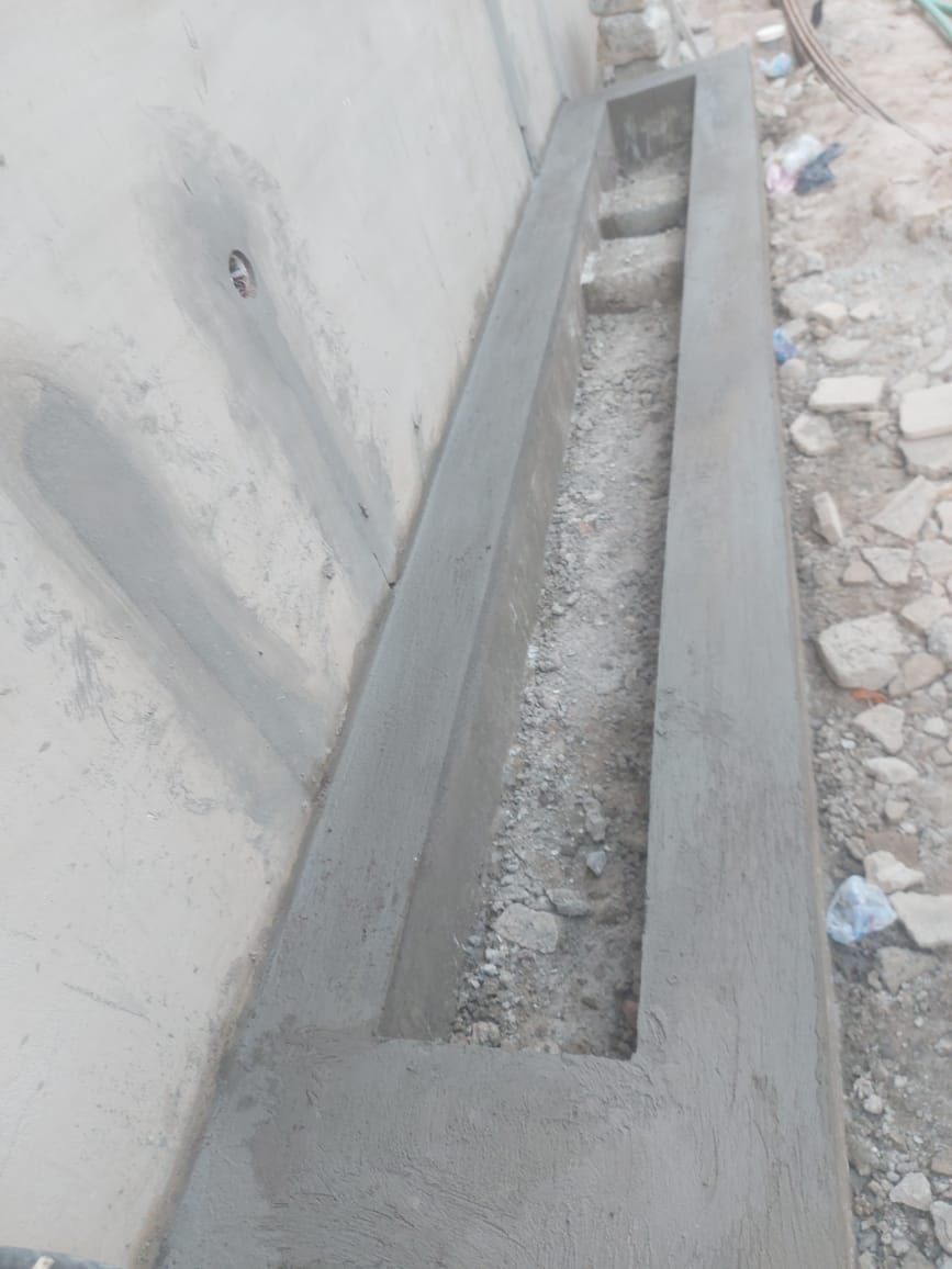 Cement channel detail — masonry and construction work by Mr. Aziz Adbul